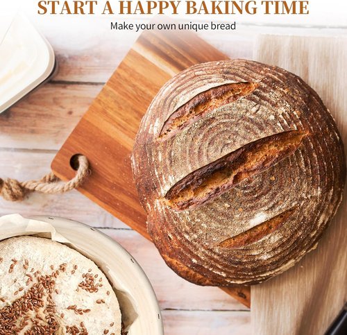 Dimpola Banneton Bread Proofing Basket - Set of 2 Handmade Rattan Sourdough Proofing Bowls | 9-Inch Size