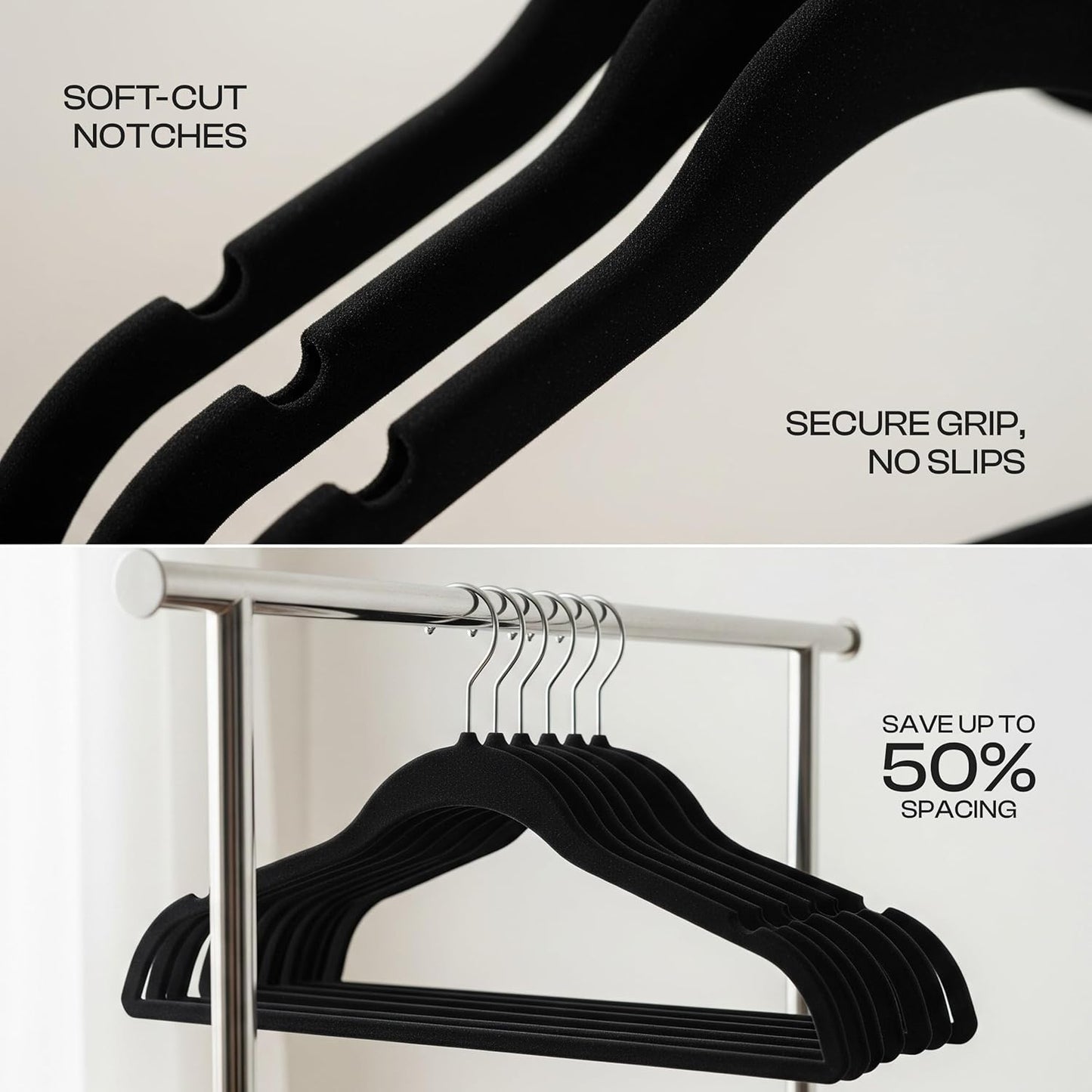 Utopia Home Velvet Hangers - 150 Pack Luxury Non-Slip Slim Coat & Pant Hangers | Space-Saving Black Design