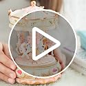Pink Carousel Music Box for Girls, Rotating Horses with LED Light, 5.9 in