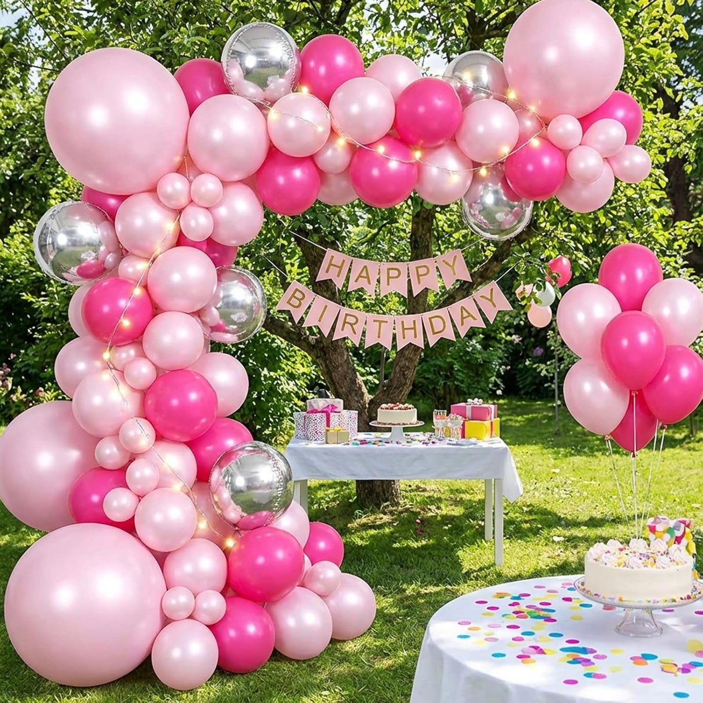 RUBFAC Pearl Pink Balloons - 129-Piece Latex Balloon Garland Kit for Weddings & Parties | 5-12 Inch Sizes