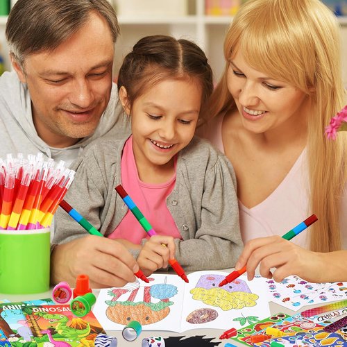 BenLouis Kids Party Favors Set - 96Pcs Mini Coloring Books, Crayons, Slap Bracelets & Stickers for Ages 4-12