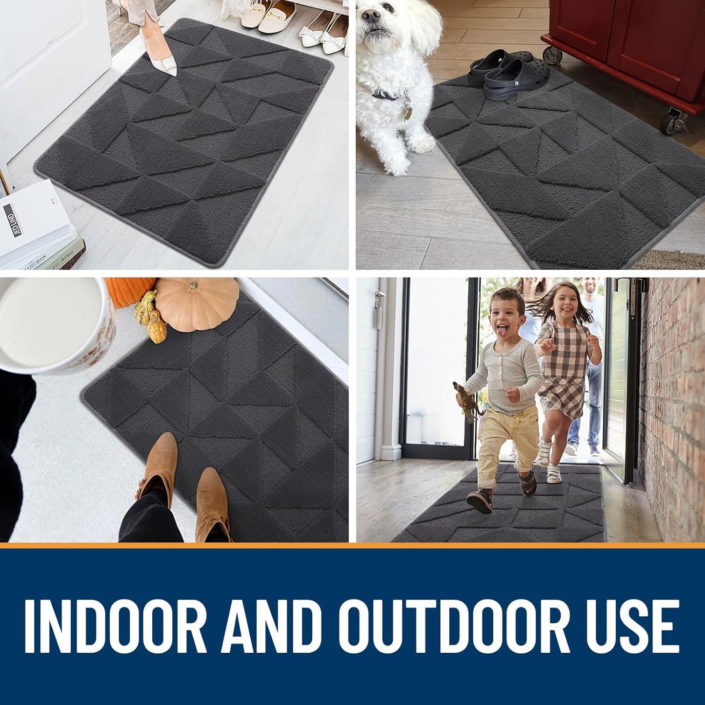 OLANLY Indoor Door Mat - Non-Slip, Absorbent & Dirt Resistant | Washable Low-Profile Entry Doormat (32x20 inches, Dark Grey)