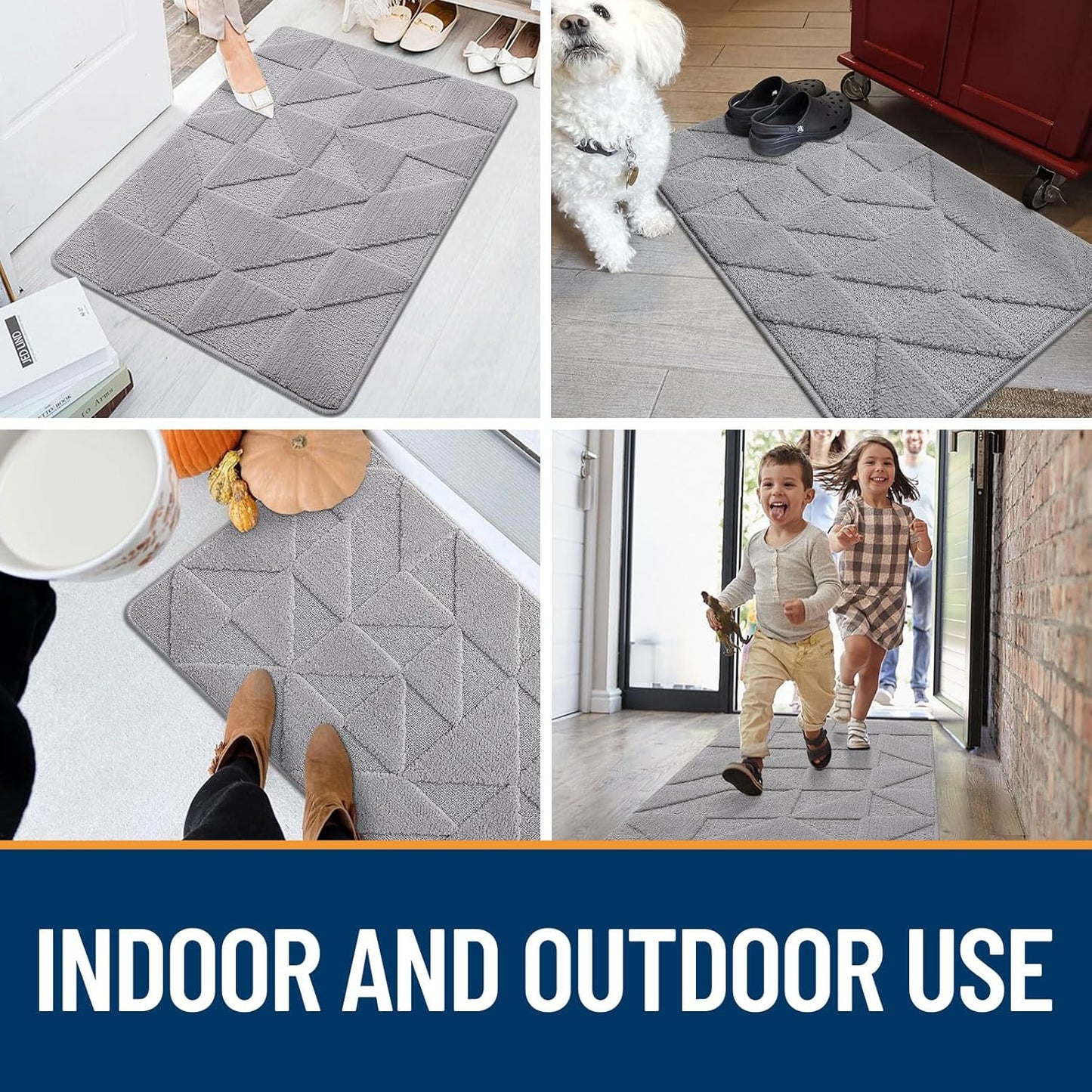 OLANLY Indoor Door Mat - Non-Slip, Absorbent & Dirt-Resistant | Washable Low-Profile Entry Mat (32x20 inches, Grey)