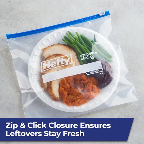Hefty Slider Freezer Bags - Gallon Size, 56 Count | Durable Kitchen Storage Solution