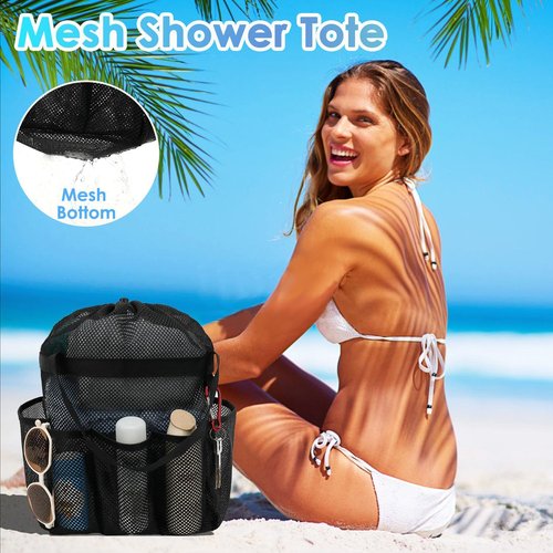 Fammart Mesh Shower Caddy - Portable 8-Pocket Tote for Dorms, Travel, Beach & Gym Essentials