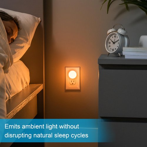 GE SleepLite LED Night Light, 4 Pack, Dusk-to-Dawn Sensor, Sleep Light, Dim Light, Warm Amber, Compact, Ideal for Bedroom, Nursery, Bathroom, Hallway,45041, 4 Count