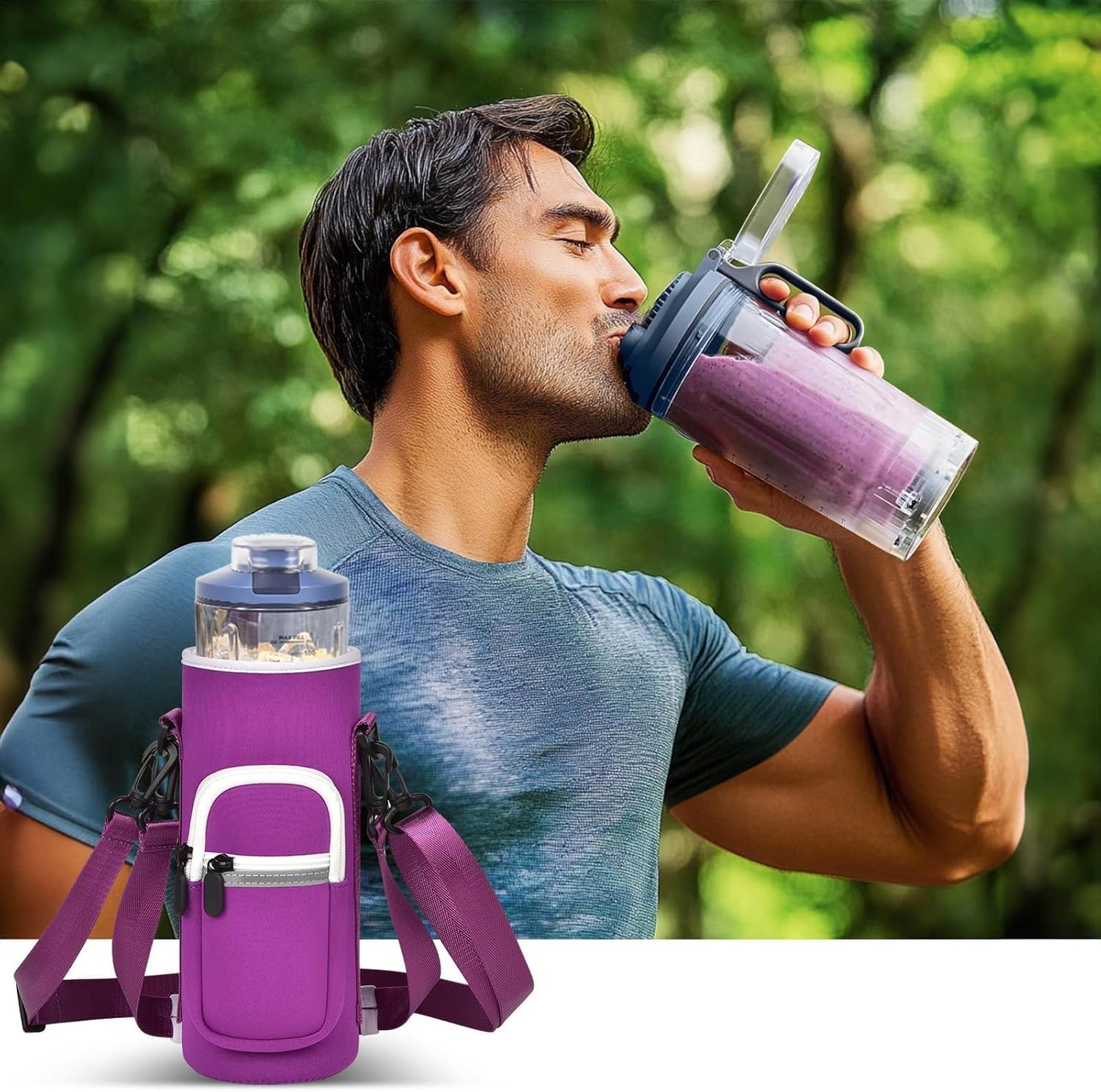 SAIKA Personal Blender Bag - Portable Carrying Case for Ninja Blast Max BC251/BC151 | Reflective Strip, Shoulder Strap, Purple