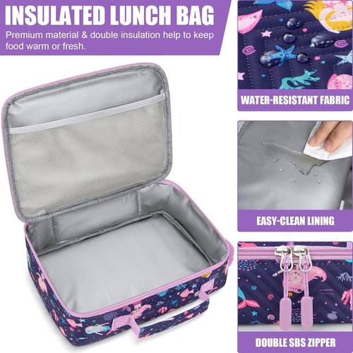 Fimibuke Kids Bento Lunch Box Set - 4 Compartments, Insulated Bag & Stainless Steel Bottle | Perfect Birthday Gift for Ages 3-12