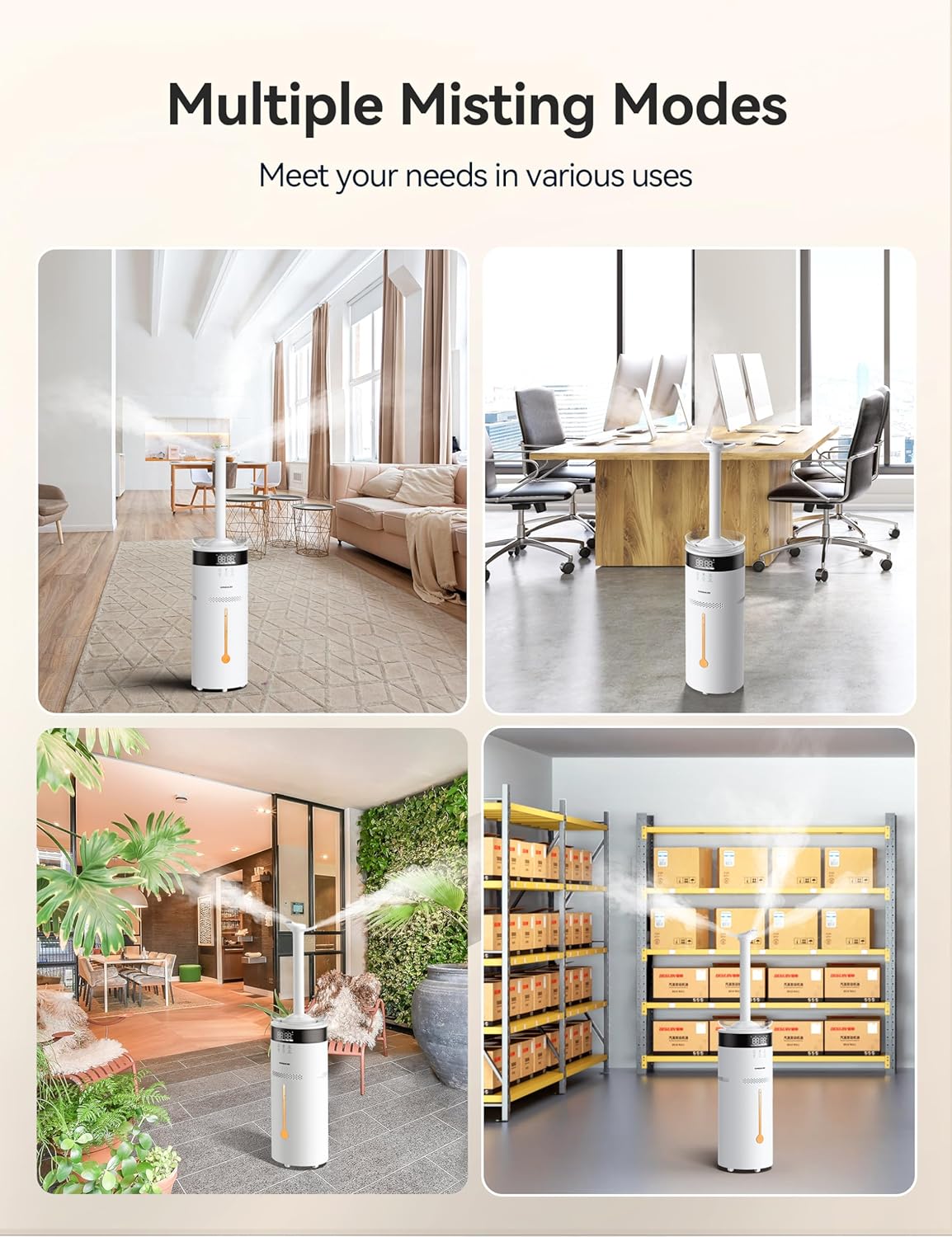 VAGKRI 18L Humidifier - Large Room Whole House Humidifier for 2000 Sq Ft | 5 Mist Levels & 24H Timer