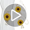 Sunflower Curtain Tiebacks with Ladybug & Pearl - Yellow, Adjustable 2-Pack