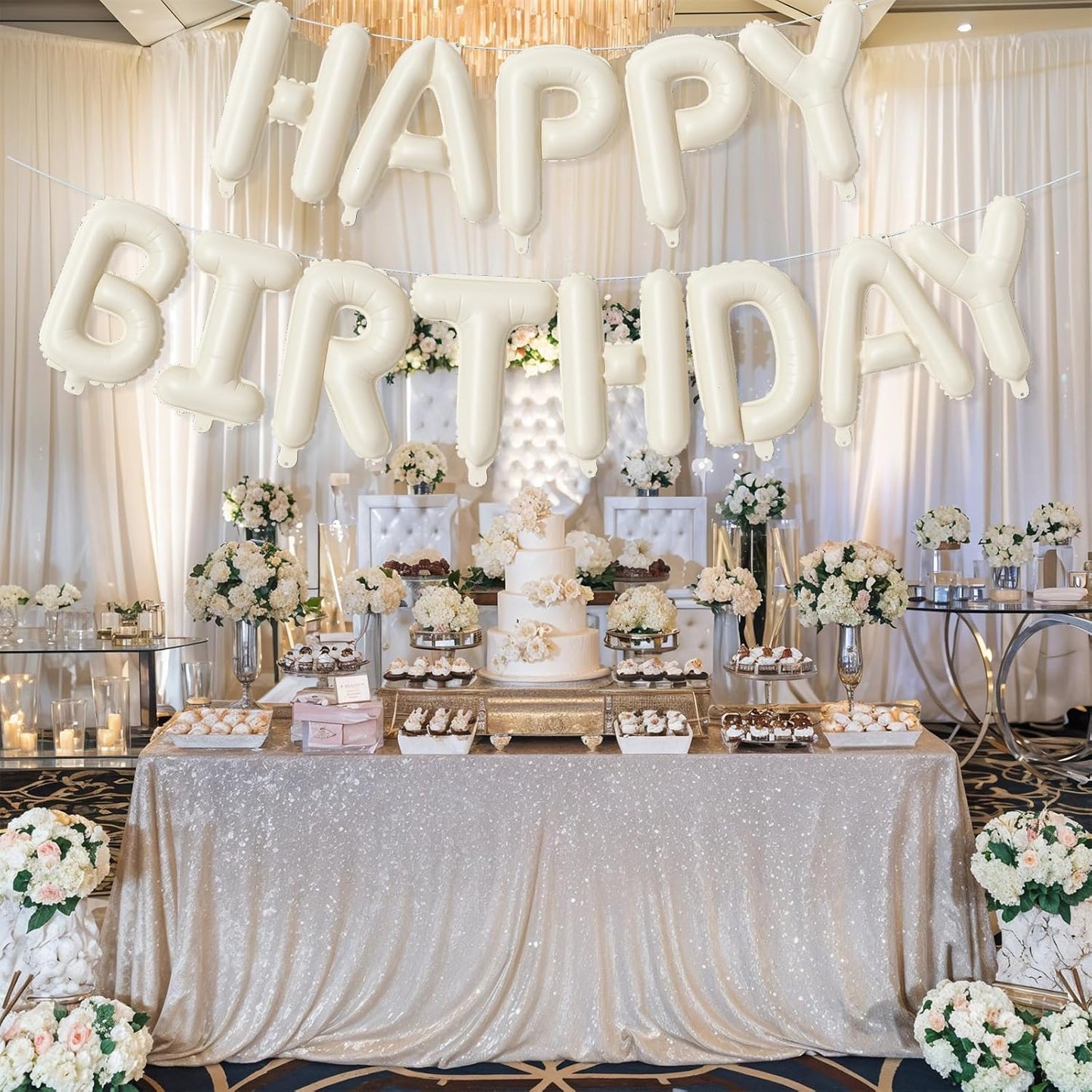 Beige Number 1 Balloon - Happy Birthday Balloon Banner for 1st Birthday Celebration