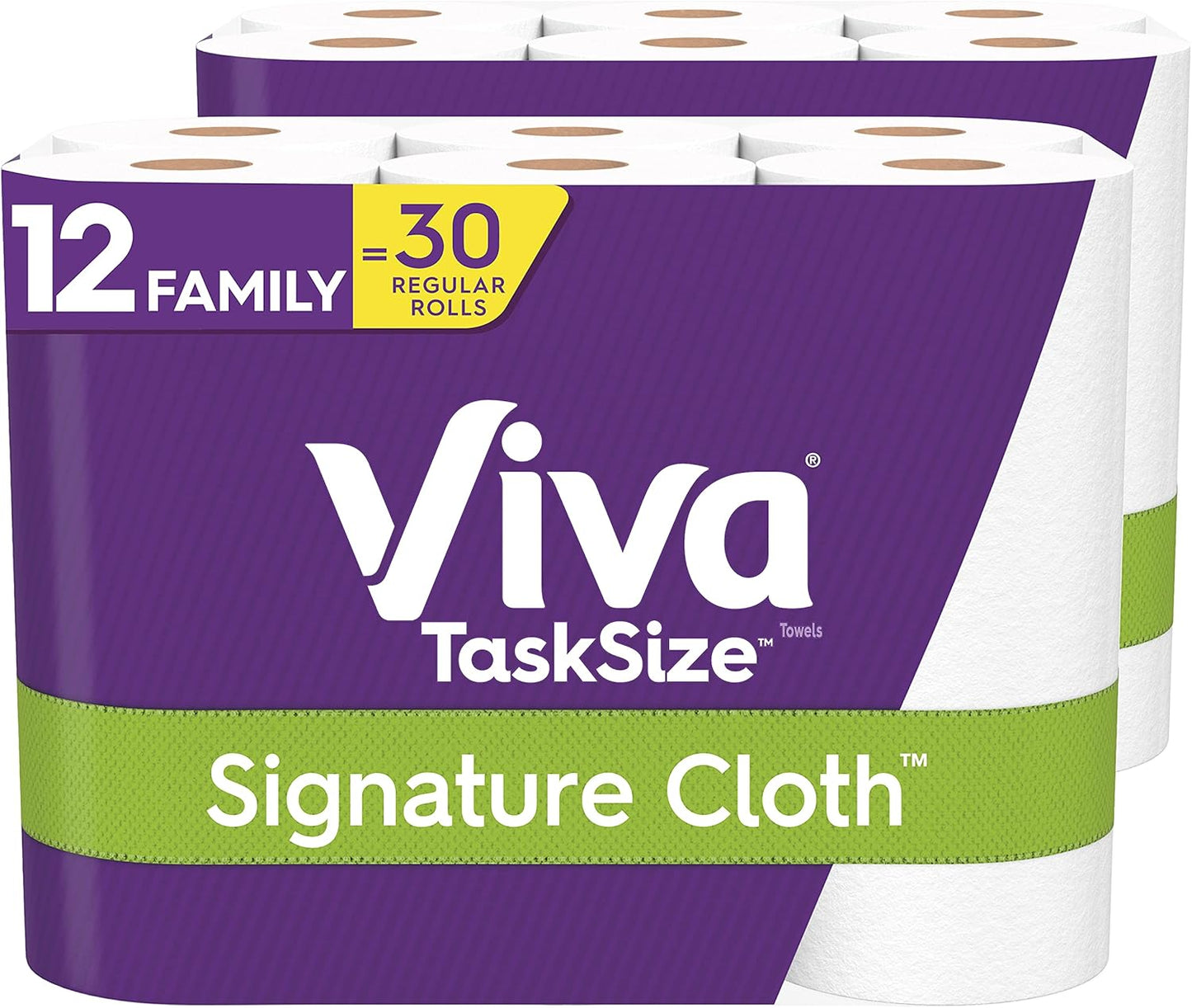 Viva Signature Cloth Paper Towels - Task Size, 12 Family Rolls (2 Packs of 6 Rolls) | 30 Regular Rolls, 143 Sheets Each