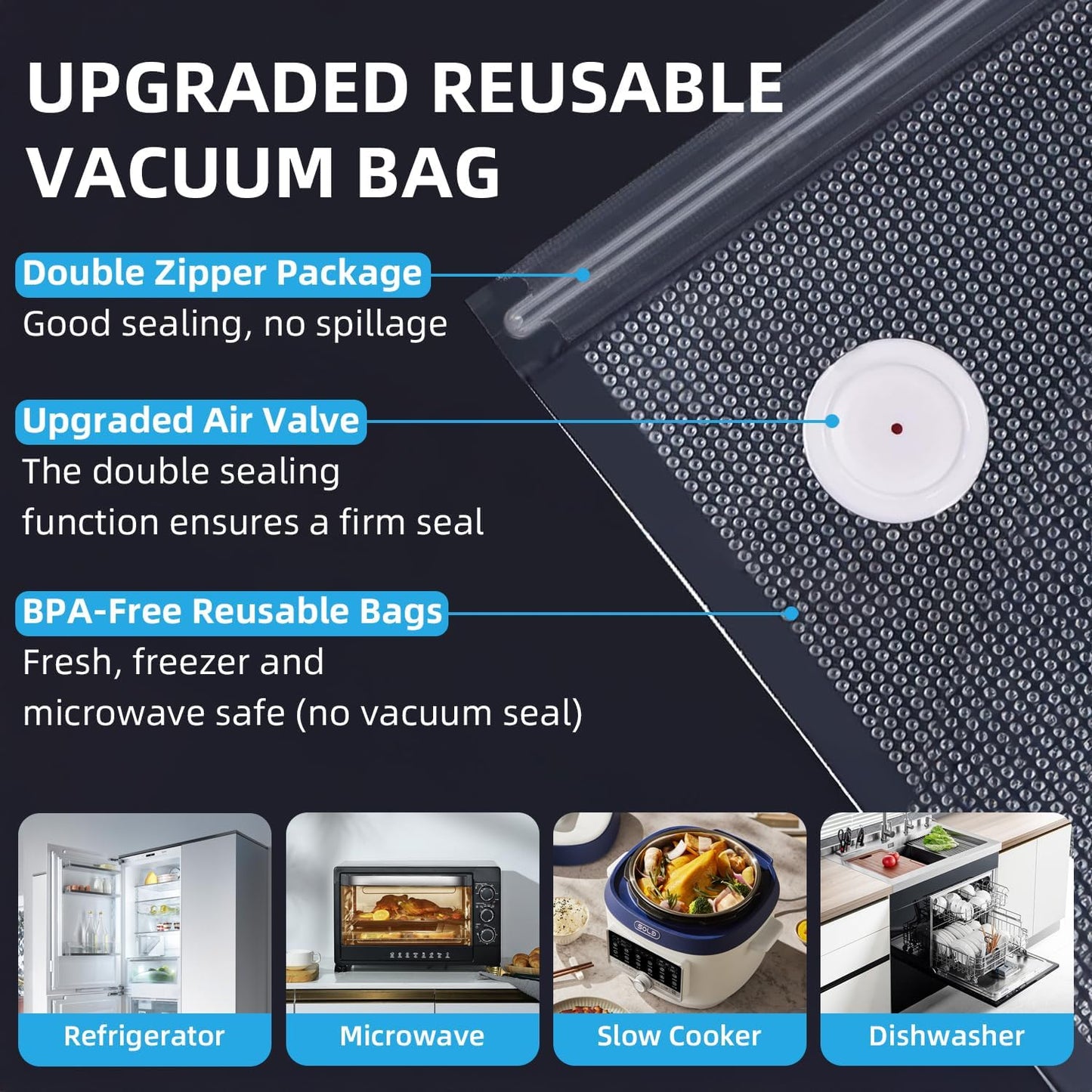 Skiennix Handheld Vacuum Sealer - Compact Food Preservation with 30 Reusable Bags | Easy to Use