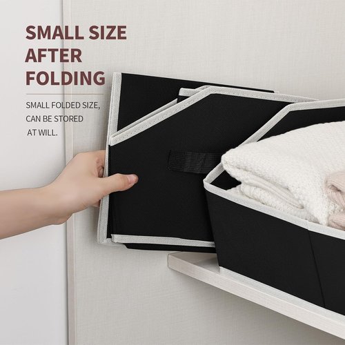 Homsorout Fabric Cube Bins - Trapezoid Collapsible Storage Organizers with Handles | 10 Pack, Black