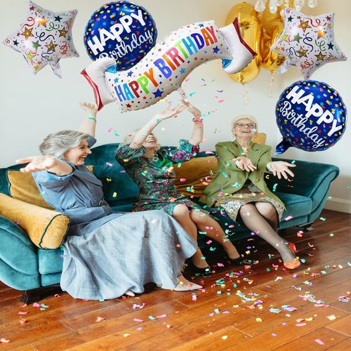 Colorful Birthday Decoration Set - Happy Birthday Banner & Mylar Foil Balloons | 5PCS