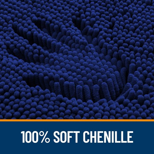 OLANLY Bathroom Rugs 30x18, Extra Soft Absorbent Chenille Bath Rugs, Rubber Backing Quick Dry, Machine Washable Bath Mats for Bathroom Floor, Tub and Shower, Home Decor Accessories, Navy