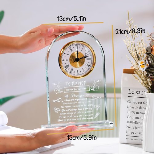 Arikyrist Lovely Birthday Crystal Clock for Mom from Daughter Son, Unique Gift Ideas for Mother's Day, Valentine's, Thanksgiving and Christmas