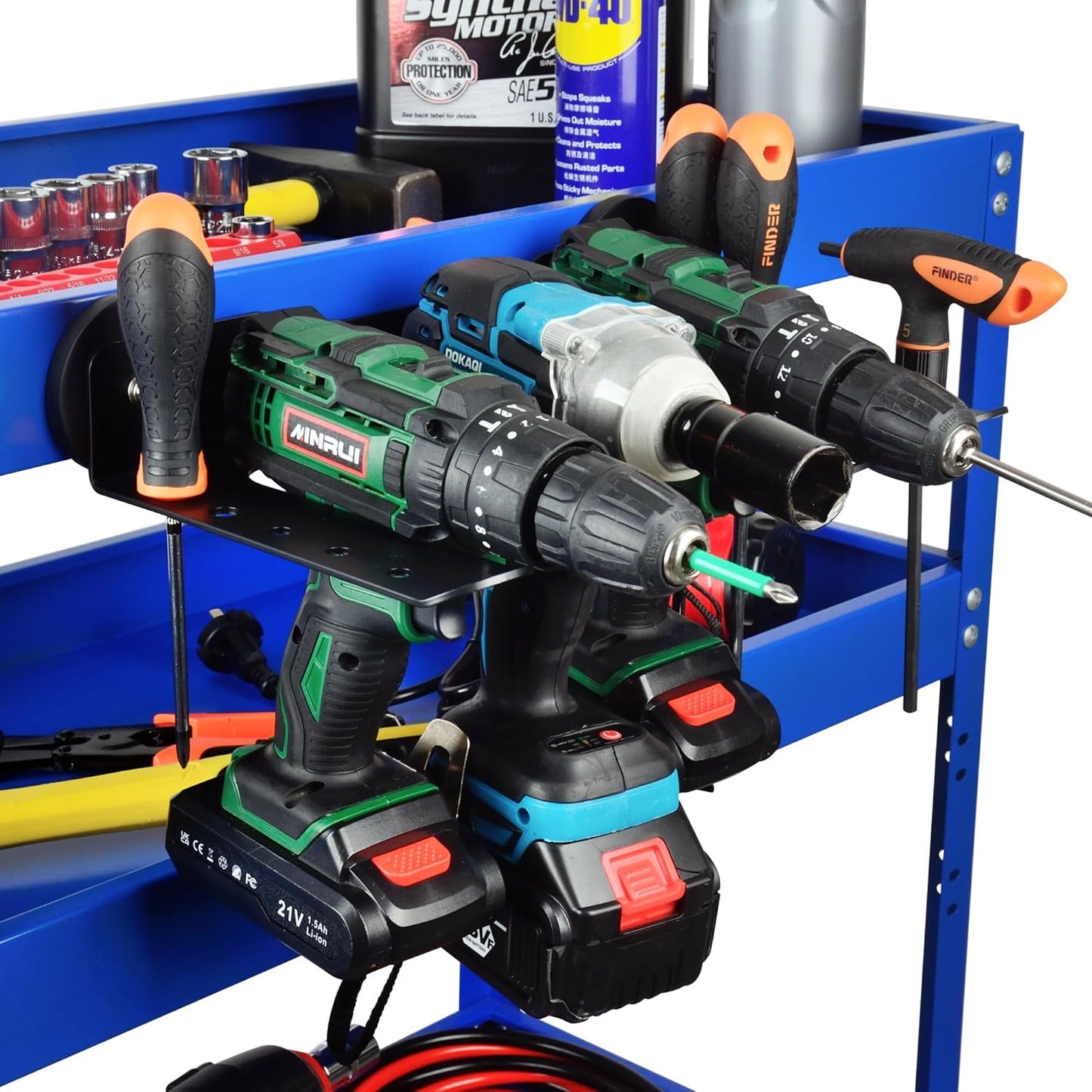 ULIBERMAGNET Power Tool Organizer - Heavy Duty 3-Slot Wall Mount Rack with Screwdriver Holder | Ideal for Garage & Workshop