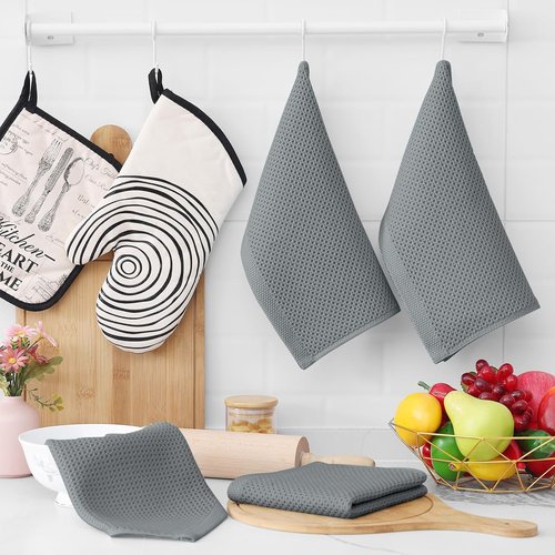 Homaxy 100% Cotton Dish Cloths - Ultra Soft, Absorbent & Quick Drying | 12-Pack, 12 x 12 Inches, Grey