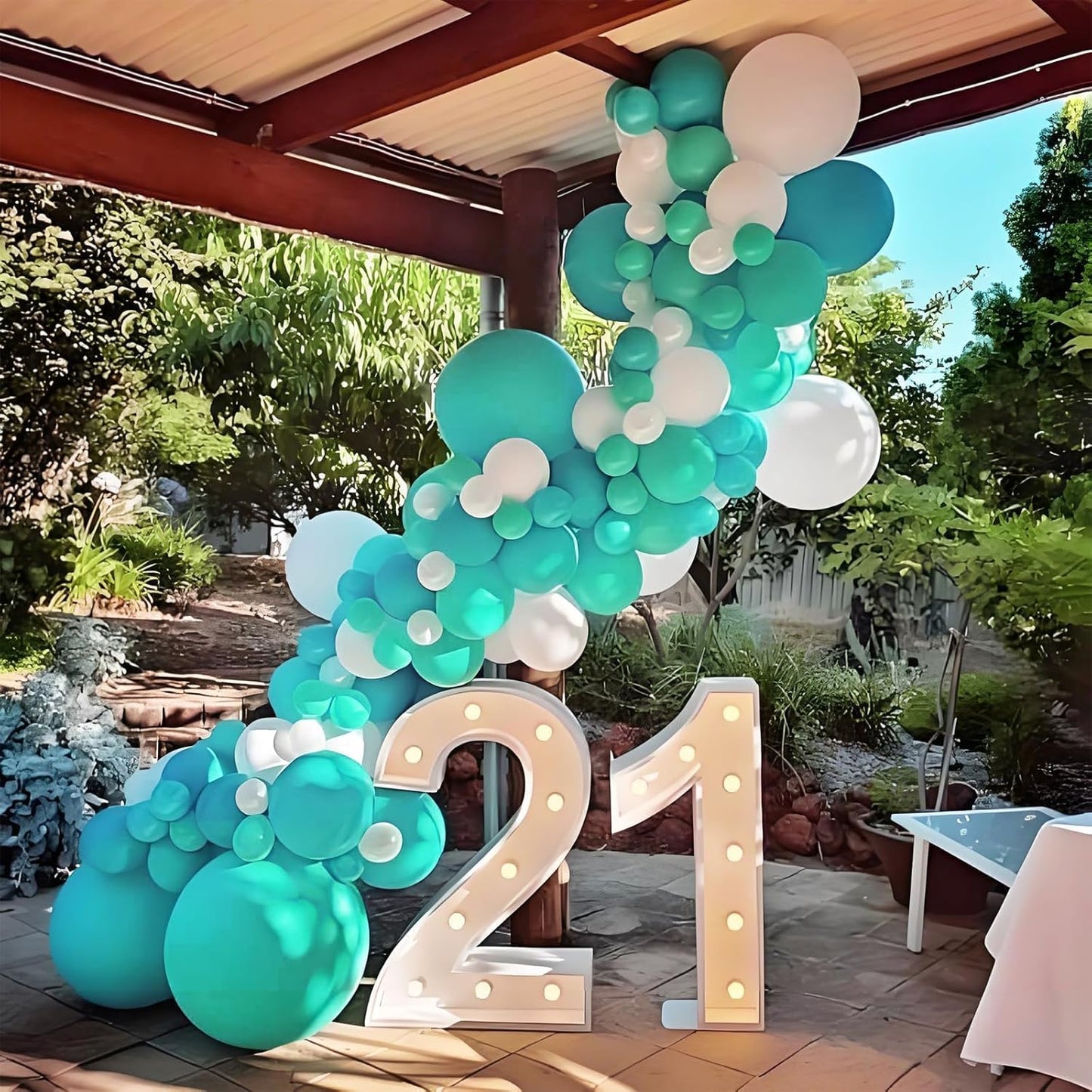 Skiennix Teal Balloon Arch Kit - 120 Pcs Turquoise Balloons in 5, 10, 12, 18 Inch Sizes for Parties