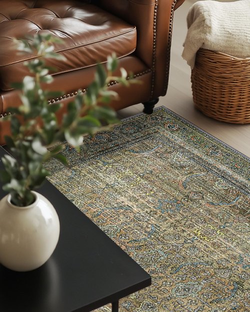 BESBLEE 6X9 Area Rugs Machine Washable Runner Rugs for Living Room Bedroom Hallway, Non Slip Indoor Soft Accent Distressed Boho Vintage Print Lightweight Thin Low Pile Carpet, Vintage Sunset