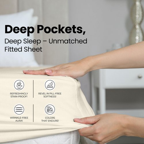 Utopia Bedding Queen Fitted Sheet - Bottom Sheet - Deep Pocket - Soft Microfiber - Shrinkage and Fade Resistant - Easy Care -1 Fitted Sheet Only (Ivory)