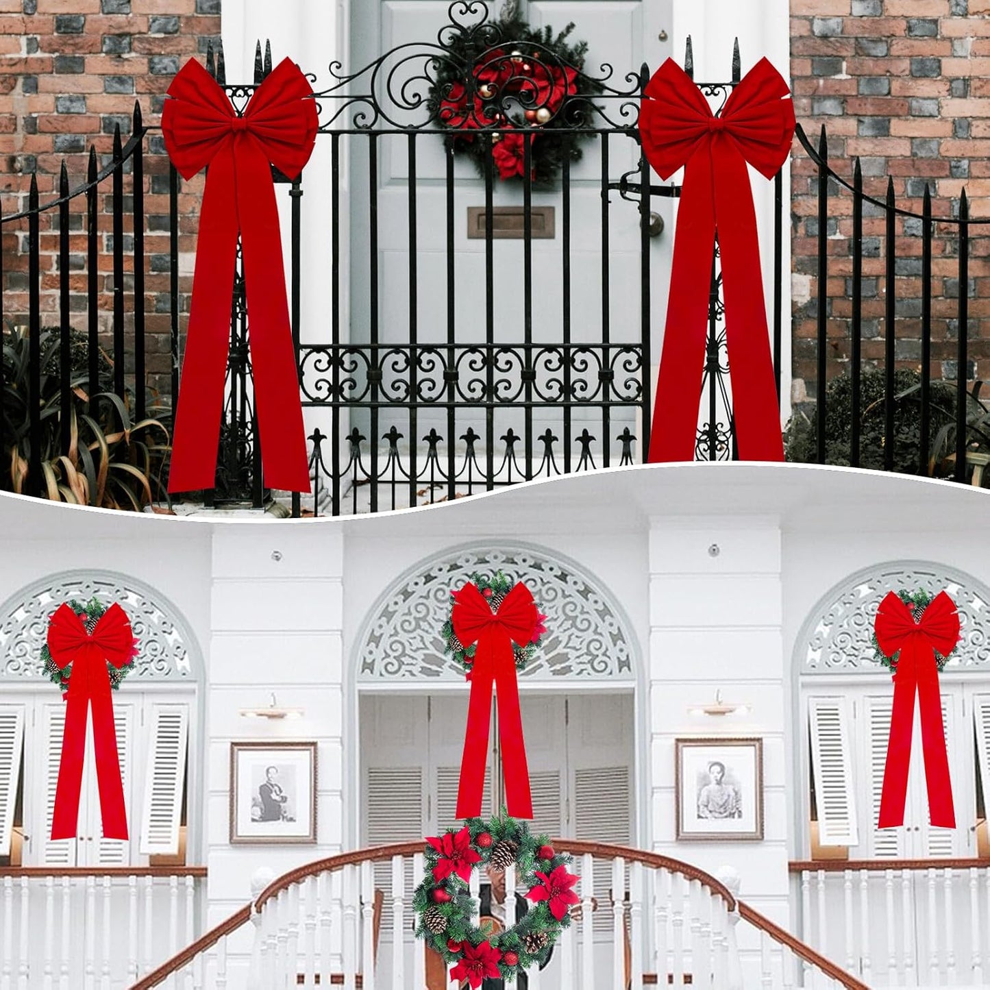 Regine Switzerland Christmas Bows - Large 18”x35” Red Velvet Car & Tree Bow Topper | 2 Pack for Holiday Decor