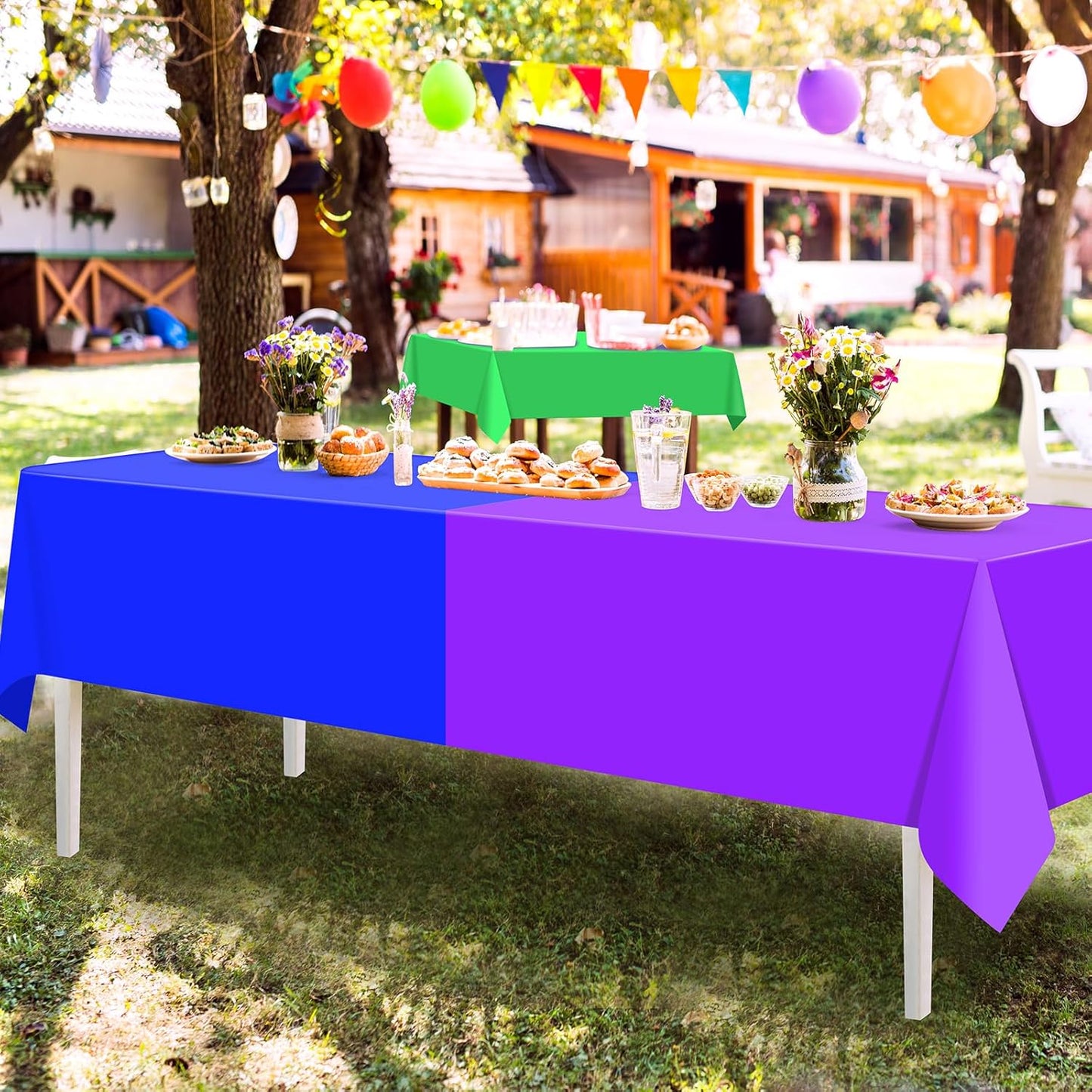 Regine Switzerland 12-Pack Disposable Rainbow Tablecloths - Colorful Rectangle Covers for Parties | 54 x 108 Inch