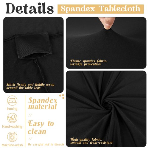 HAISIWLKJ 3 Pack Table Cloth 6ft Black Tablecloths for Rectangle Folding Table Spandex Fitted Stretch Table Cover Wrinkle Resistant Washable Table Protector for Party, Wedding, Banquet, Festival.