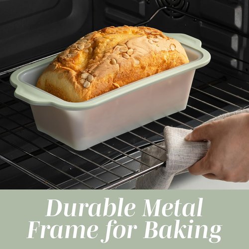 COOK WITH COLOR 17-Piece Silicone Baking Pan Set - Non-Stick Muffin Pans with Metal Frame & Measuring Tools