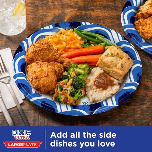Dixie Ultra, Large Paper Plates, 11 Inch, 25 Count, 3X Stronger*, Heavy Duty, Microwave-Safe, Soak-Proof, Cut Resistant, Great for Heavy, Messy Meals