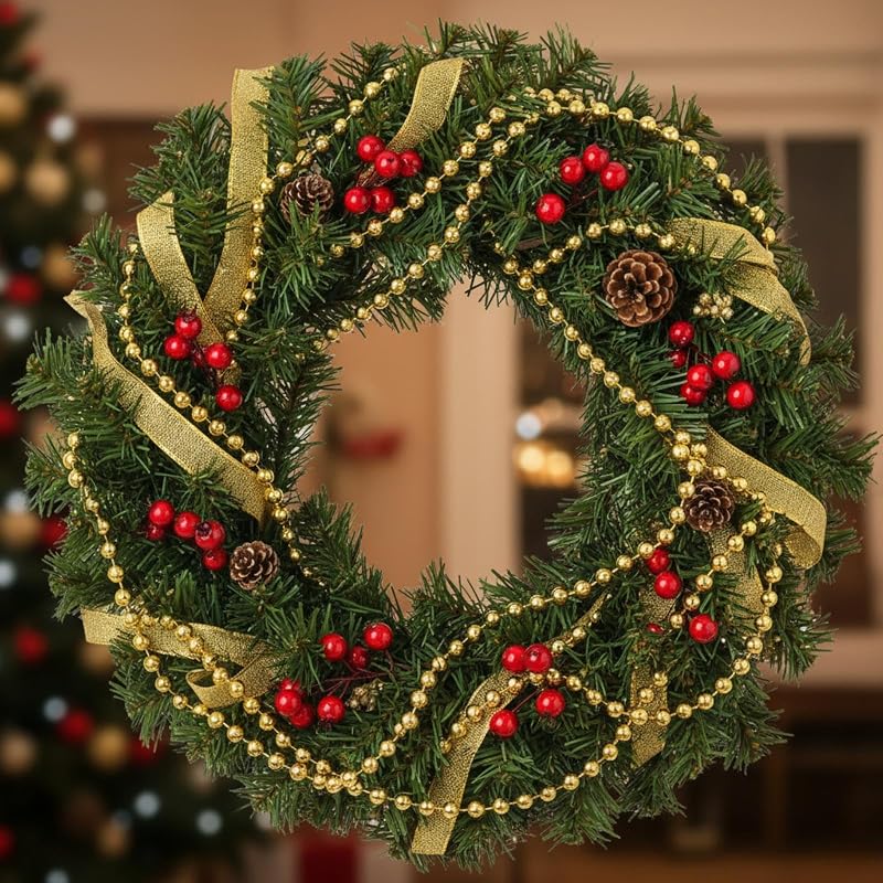 Variation of THIS listing: WILLBOND 99 ft Gold Beaded Garland for Christmas Tree - Faux Pearl Bead