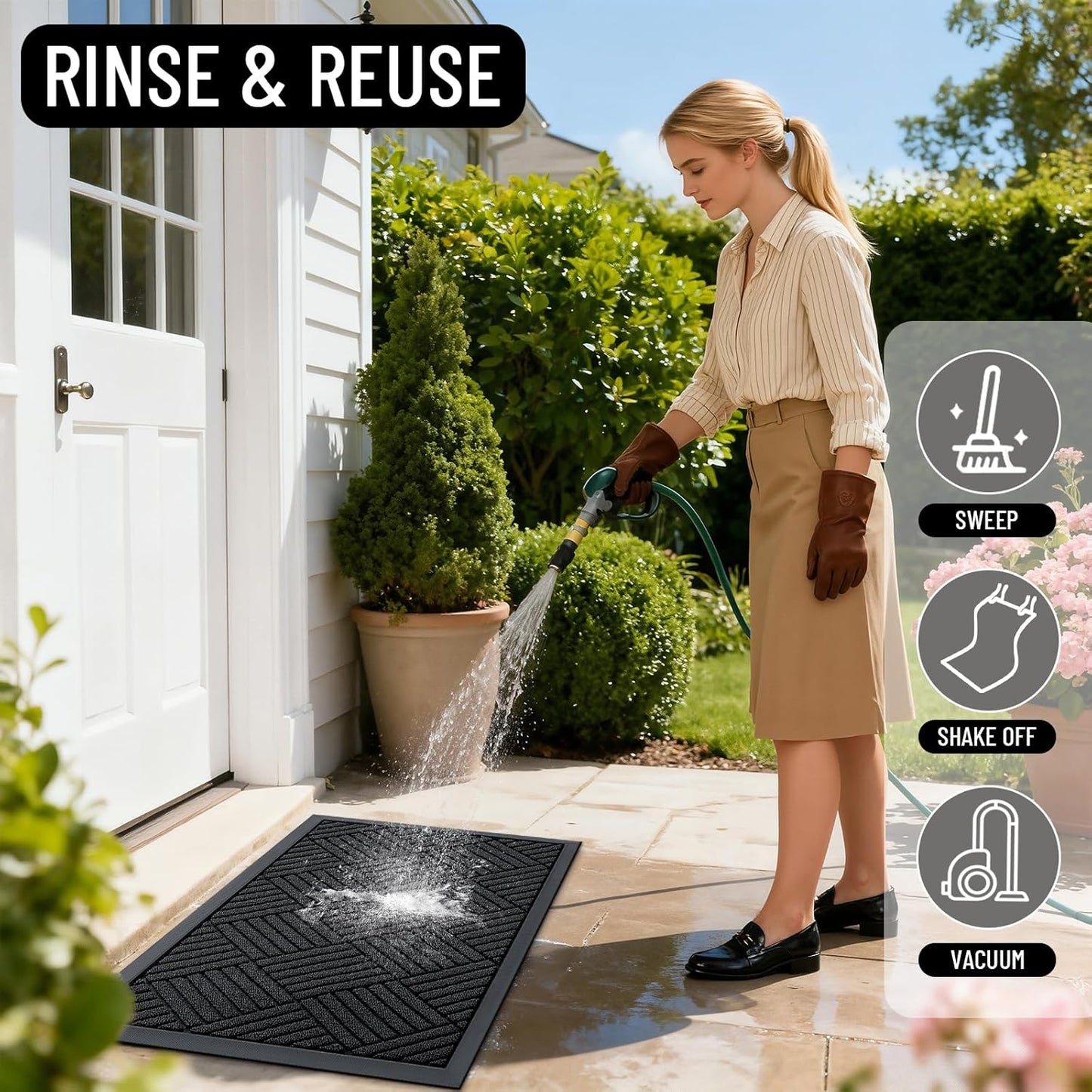 OLANLY Heavy-Duty Front Door Mat - Absorbent, Non-Slip Rubber Doormat | 29.5x17 Inches, Black Diamond