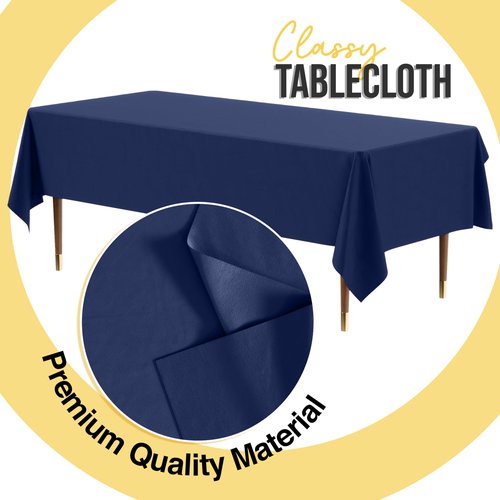 Exquisite 66% Thicker Premium Plastic Table Cloth Rectangle Table Cover 0.5 Mil 12 Pack Navy Blue Table Cloth 54 Inch x 108 Inch Disposable Tablecloth Won't Tear Easily Like Cheap Thin Brands