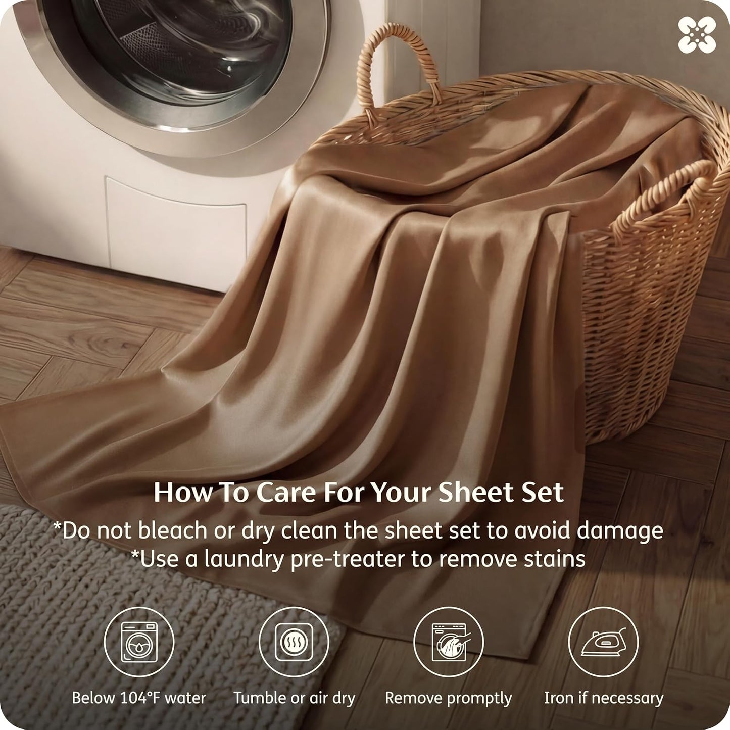 Bedsure Queen Sheet Set - Cooling Bamboo Rayon Sheets | Breathable & Soft, Deep Pocket Up to 16 Inches, Khaki