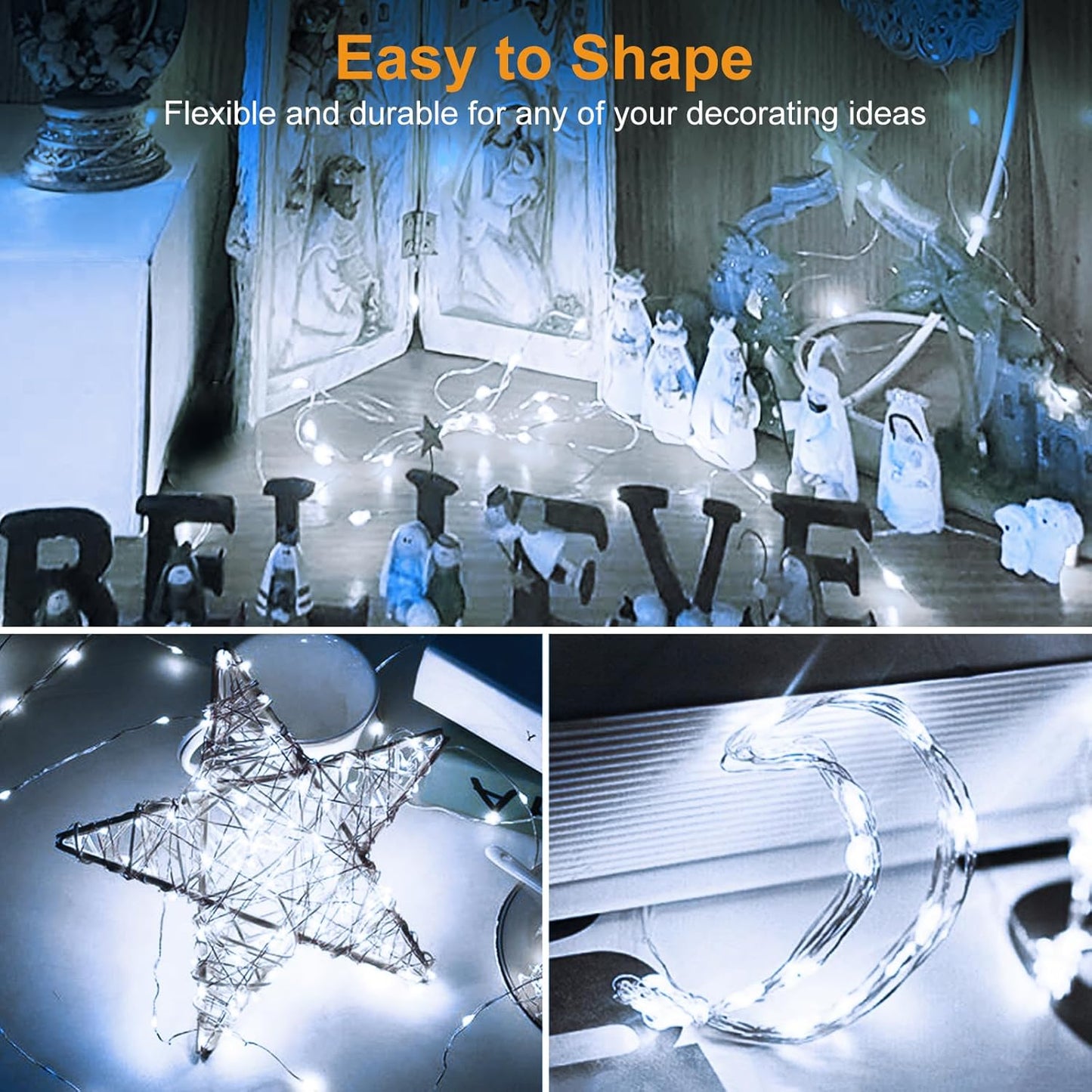 Btfarm 12 Pack Fairy Lights - Battery Operated Twinkle Lights | 7ft Waterproof Silver Wire for Mason Jars & Weddings