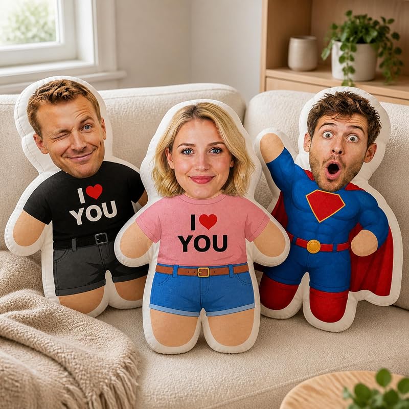 Custom Face Pillow - Personalized Photo Plush Doll with 200+ Styles