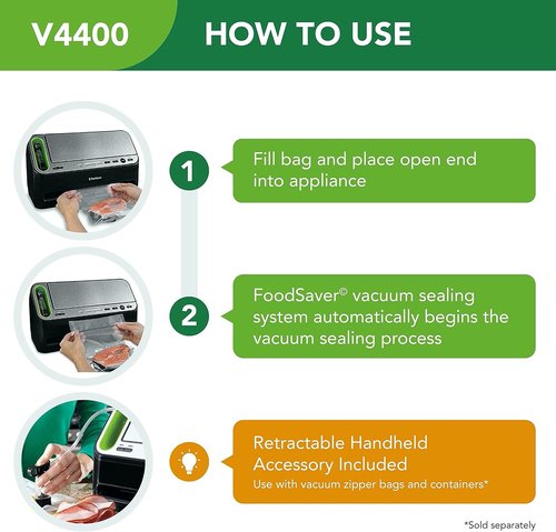 FoodSaver V4400 Vacuum Sealer Machine - Automatic Bag Detection & Starter Kit Included