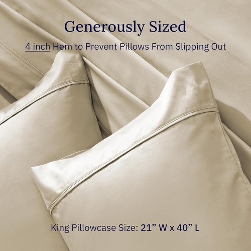 California Design Den King Pillowcase Set - 400 Thread Count, 100% Cotton, Soft & Breathable | Beige