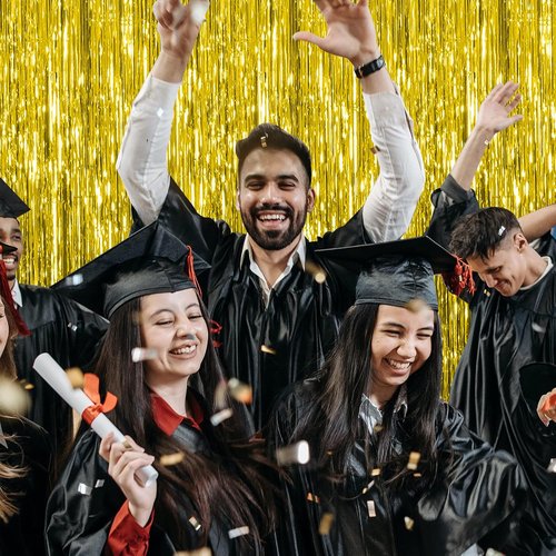 Foil Curtain Backdrop - 20 Pack Gold Metallic Tinsel Fringe for Photo Booths & Celebrations
