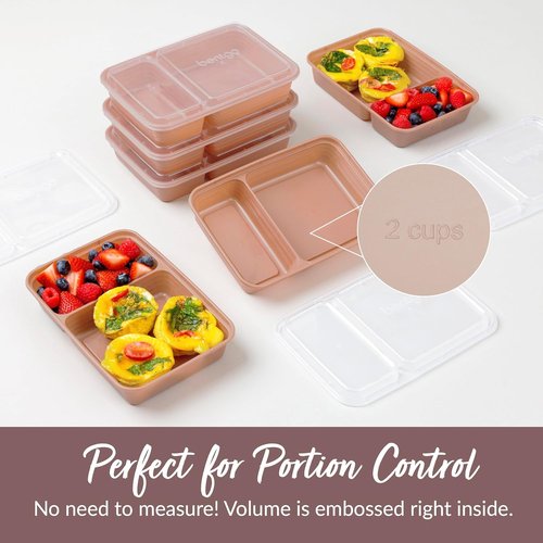 Bentgo Prep - 20-Piece Reusable Meal Prep Containers | Durable, BPA-Free, Microwave & Dishwasher Safe (Rose Gold)