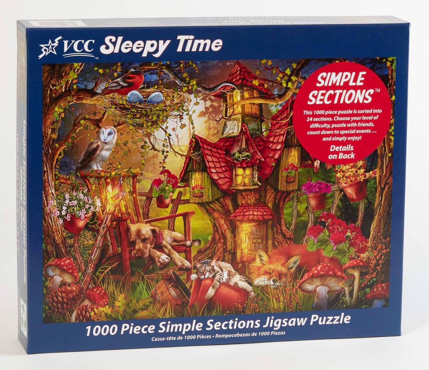 Vermont Christmas Company Sleepy Time Simple Sections® Jigsaw Puzzle - 1000 Pieces | 24 Sections for Custom Difficulty