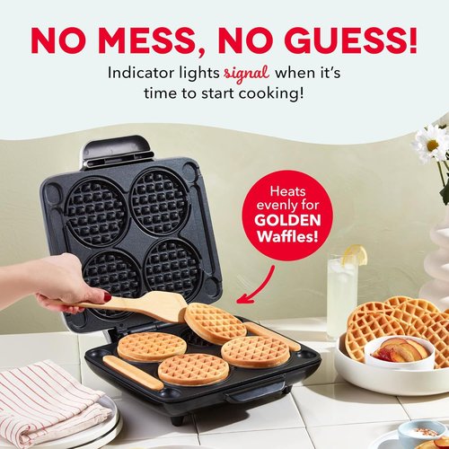 Dash Multi Mini Waffle Maker - Makes Four Delicious Waffles at Once - Dual Nonstick Plates & Easy Release - Compact Graphite Design