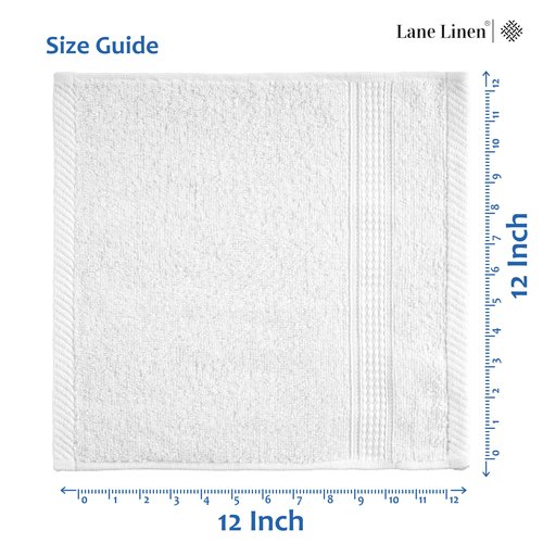 LANE LINEN White Washcloths 24 Pack - 13x13 inches - 100% Cotton - Premium Quality Wash Cloths for Bathroom - Well Stitched, Soft & Highly Absorbent Washcloths Set - Ideal for Hotel, Spa & Salons
