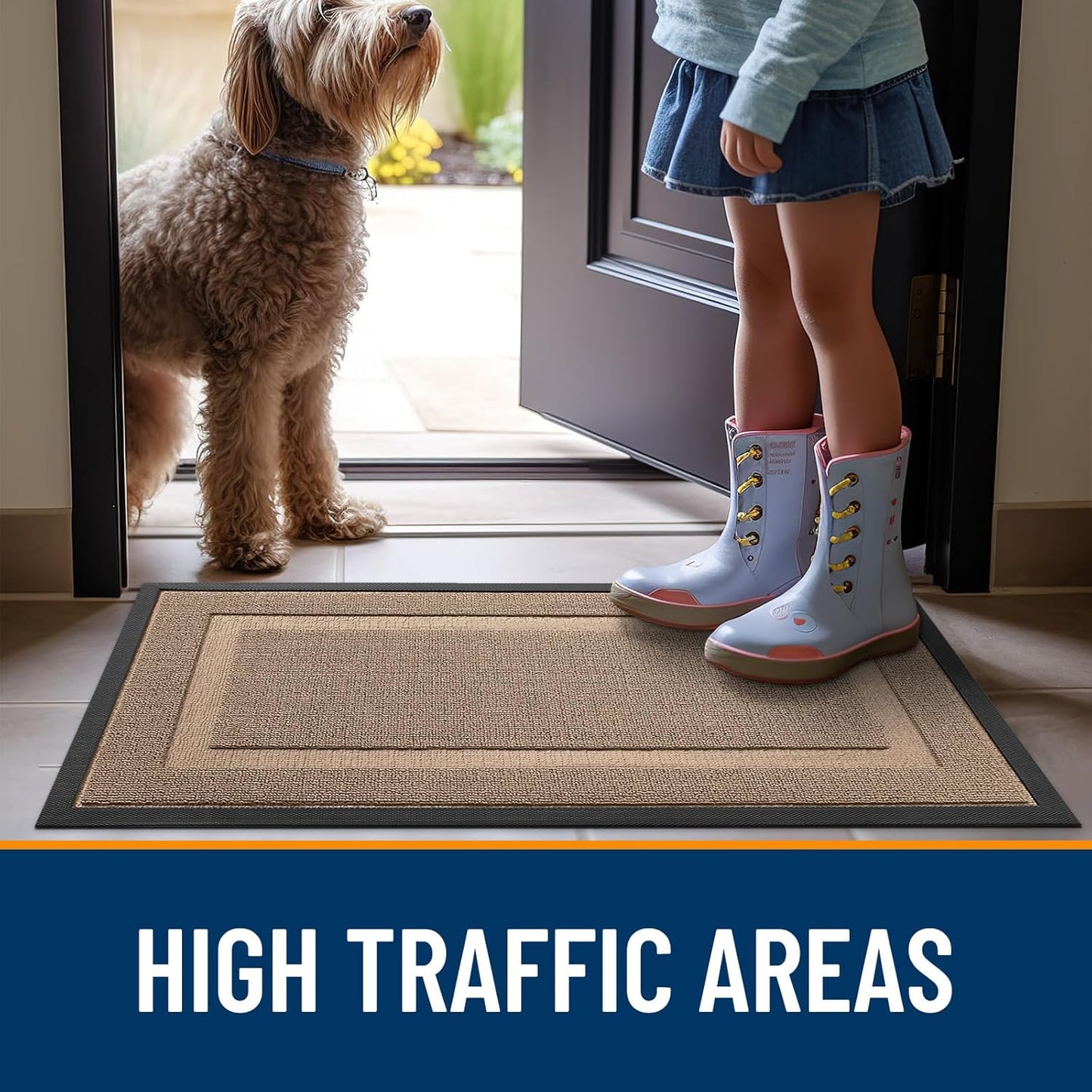 OLANLY Waterproof Front Door Mat - All-Season Indoor/Outdoor Doormat | Sturdy Natural Rubber, 29.5x17 Mocha