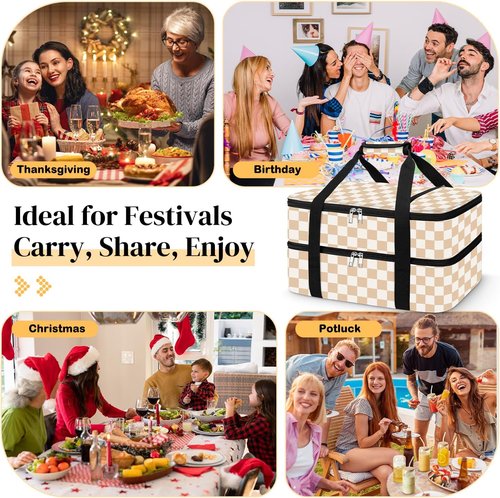 Coobiiya Insulated Casserole Carrier - Keeps Food Hot or Cold | Portable Tote for 9" x 13" Dishes