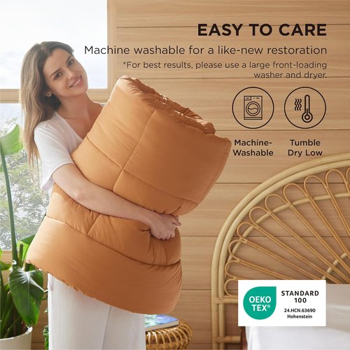 Bedsure Comforter Duvet Insert - Quilted Comforters Full Size, All Season Duvet, GentleSoft Down Alternative Bedding, with 8 Tabs, Gifts for Women/Men, Burnt Orange, Full 86 x 82 Inches