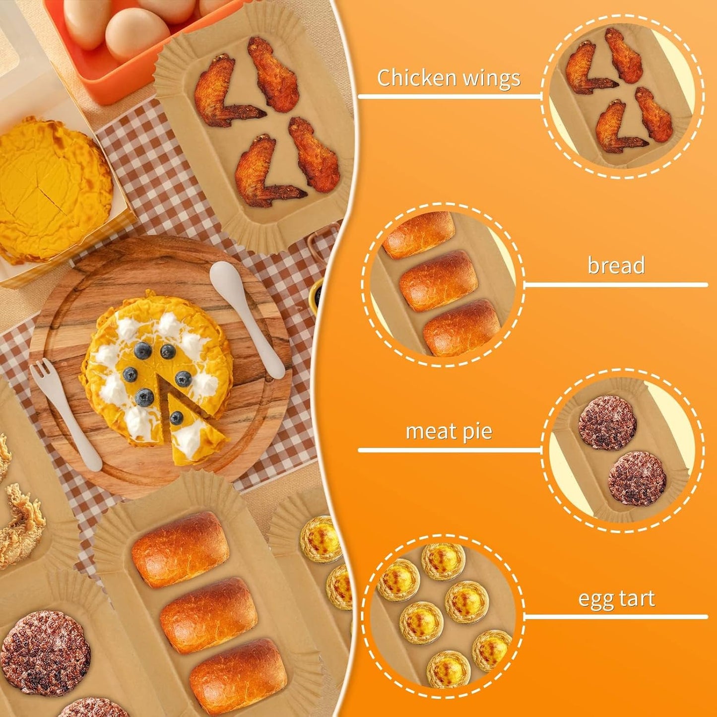 Ninja Air Fryer Liners - 130PC Disposable Baking Parchment Paper | Food-Grade Rectangle Inserts