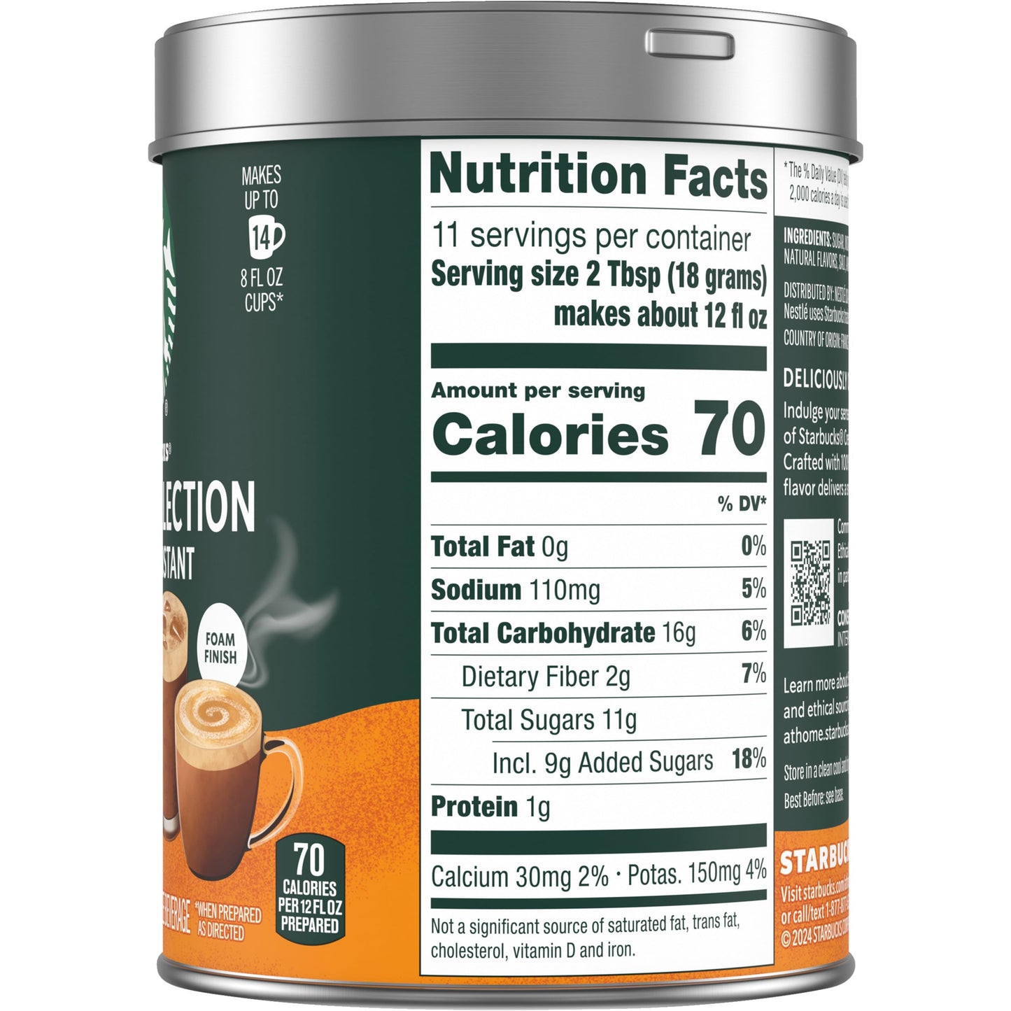 Starbucks Crema Collection Premium Instant Salted Caramel Flavored Instant Coffee, 100% Arabica Beans, 3 Tins (7.12 Oz Each)