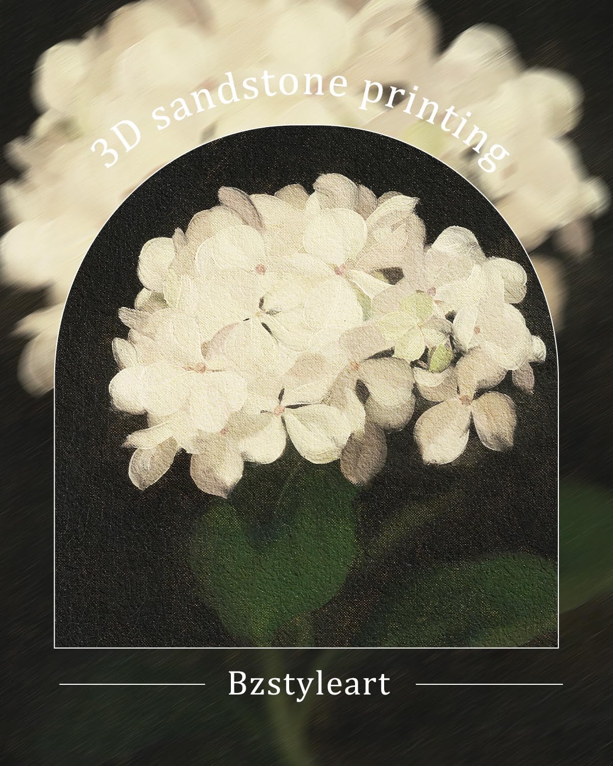 Bzstyleart Metal Framed Wall Art - Textured Hydrangea Canvas Print for Aesthetic Decor | 12 x 16 Inch